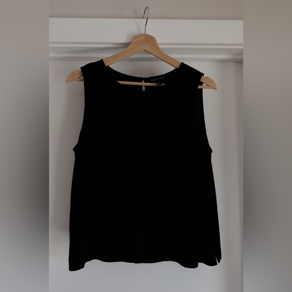 Eileen Fisher Black Silk Sleeveless Top